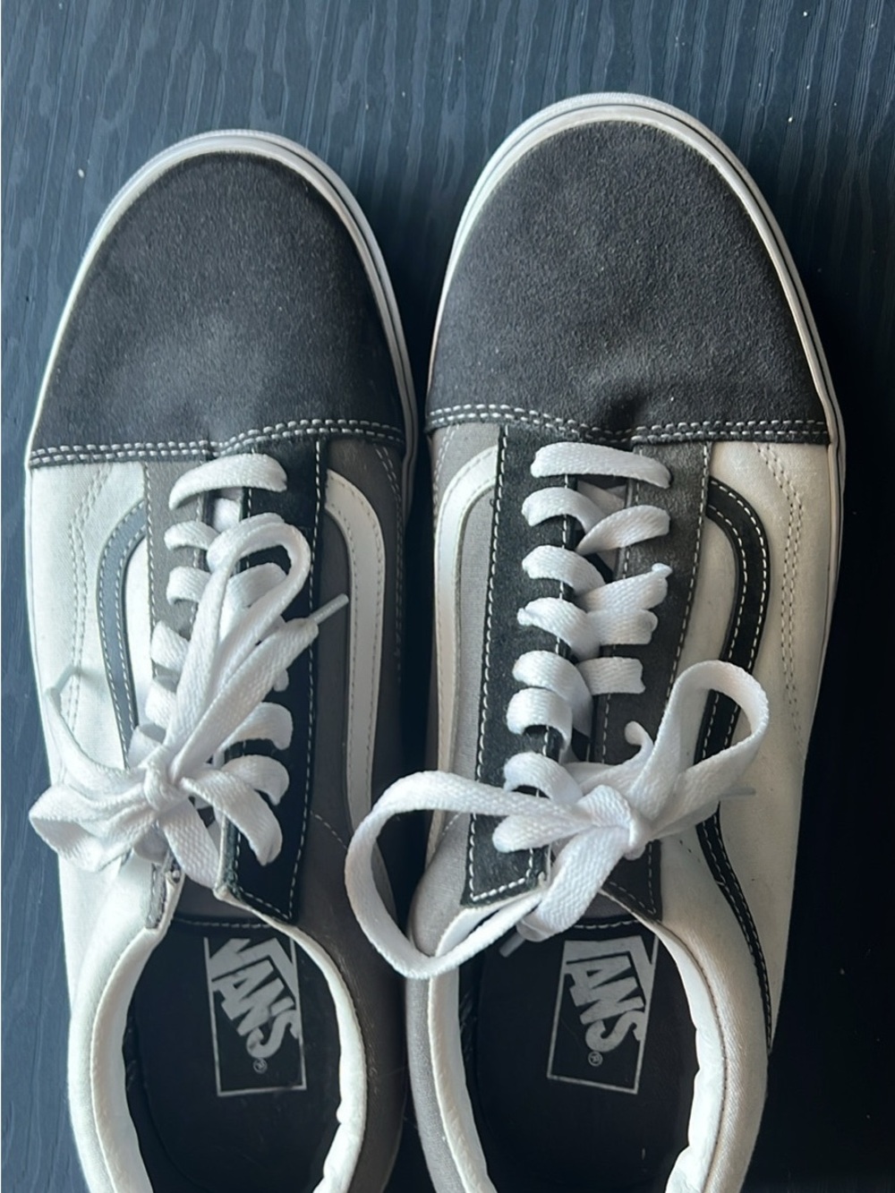 Vans Black and White Low Top Skate Sneakers